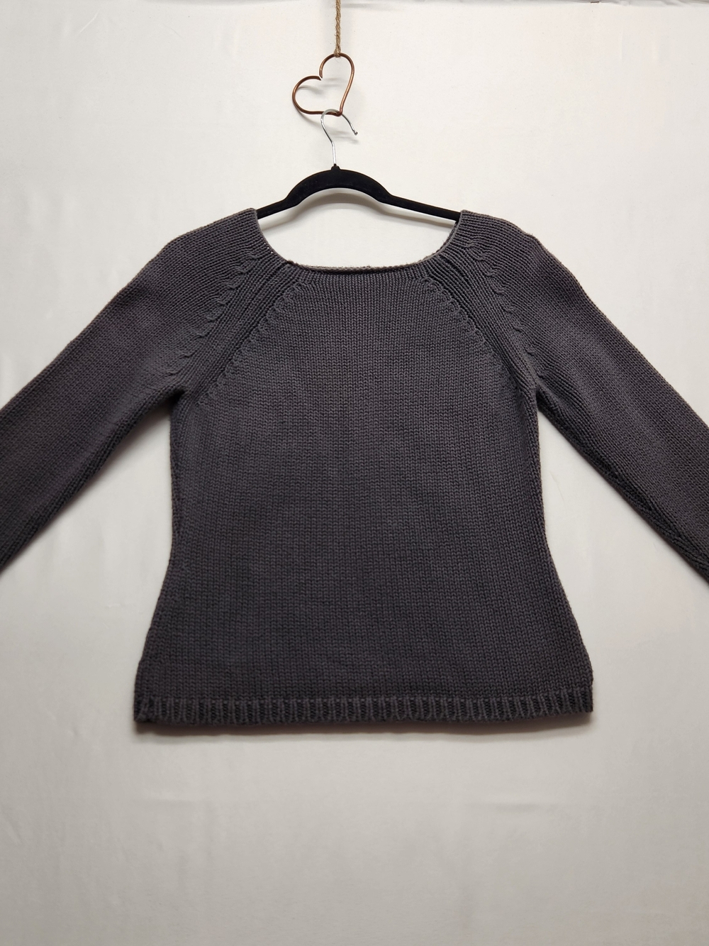 ⭐️Vintage Y2K Gap Chunky Cable Knit Sweater Charcoal Grey Boatneck Raglan Medium
